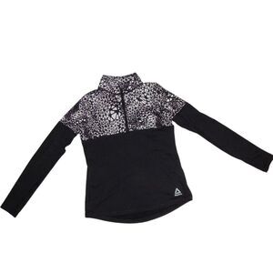 REEBOK girls small 8-10 black white activewear long sleeve with thumbholes